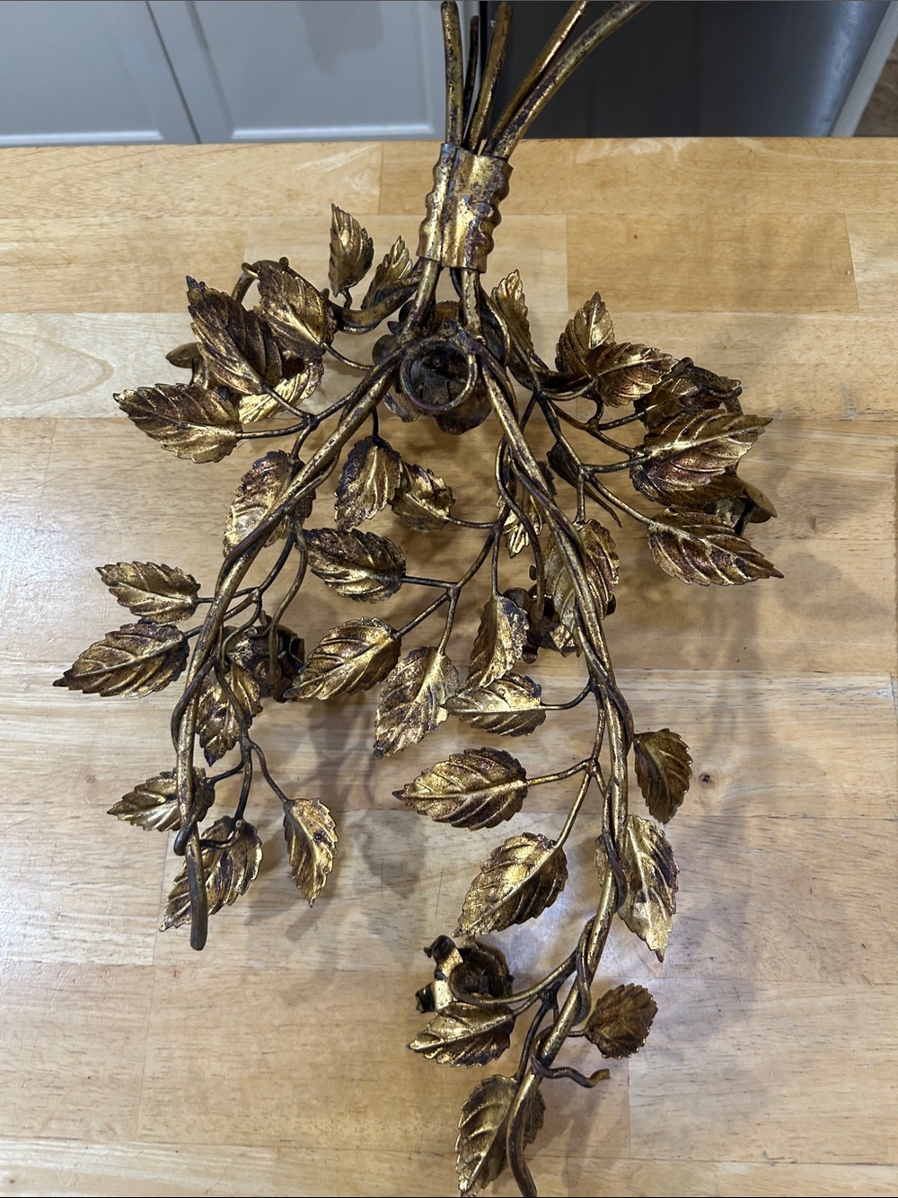 FABULOUS PAIR RARE VINTAGE ITALIAN GILT ROSE DOUBLE WALL SCONCES - Picture 15 of 16